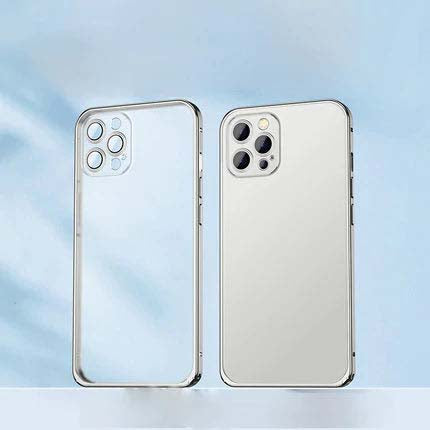 iPhone 15/14 Metal Frame, Frosted Back Cover, Lens Protection Phone Case
